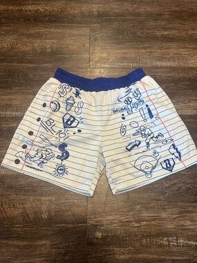 Baseball Lifestyle 101 Blue & White Notebook-Print scribble Kids Shorts